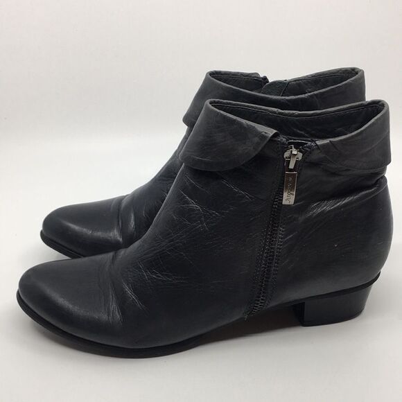 Regarde Le Ciel Stefany 333 Metallic Dark Gray Leather Heeled Ankle Boots Sz 41 - Picture 3 of 16
